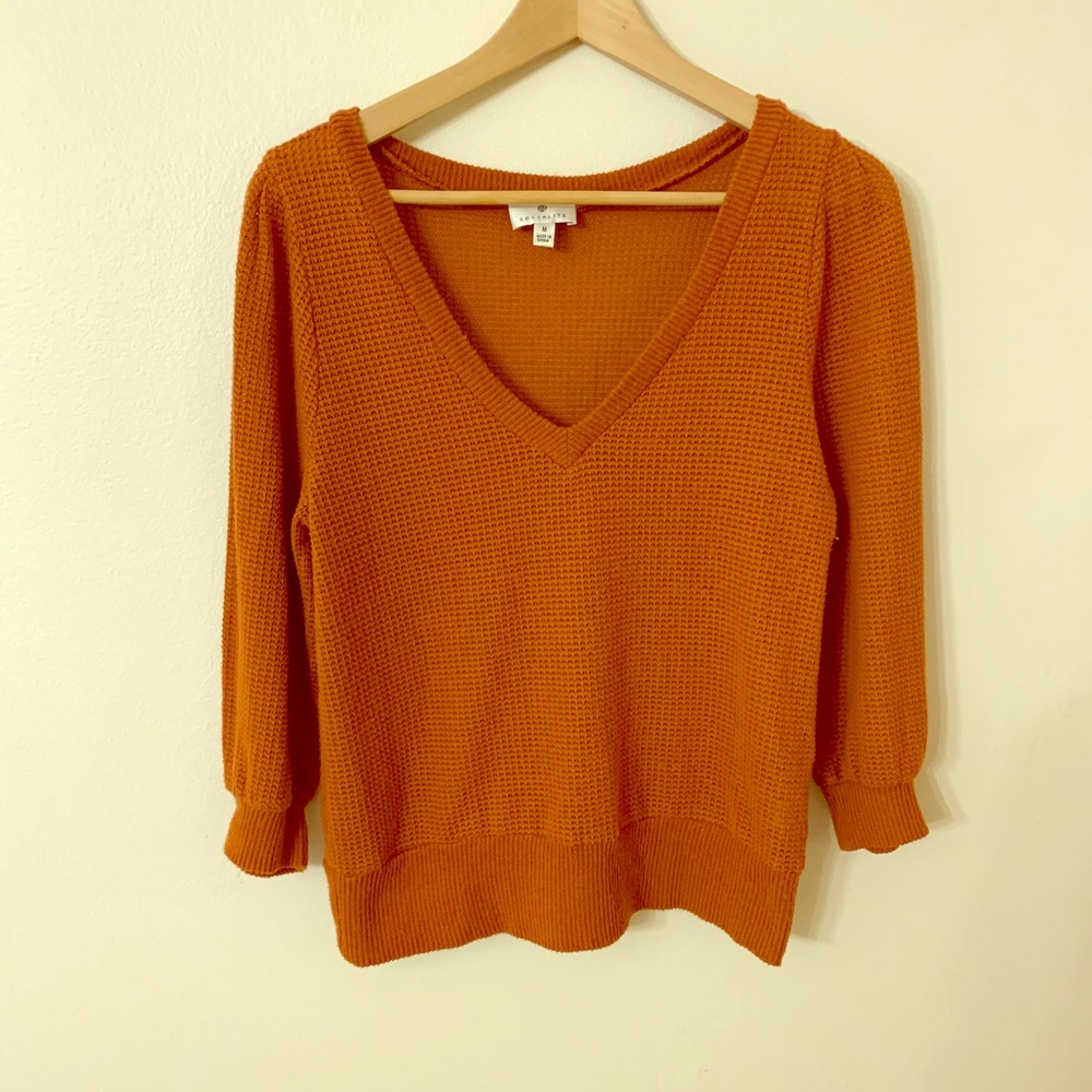 Socialite Burnt Orange Three Quarter Sleeve Top